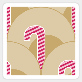 seamless scallop pattern with pink and sand candy canes Sticker